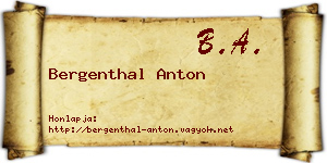 Bergenthal Anton névjegykártya